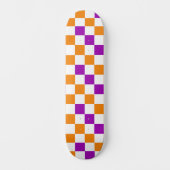 Oranje Wit Paarse Geruite Patroon Ontwerp Persoonlijk Skateboard (Voorkant)