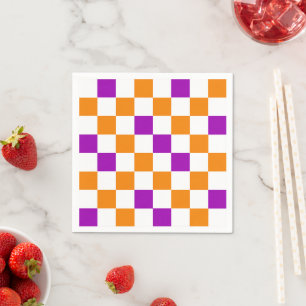Oranje Wit Paarse Geruite Patroon Ontwerp  Servet