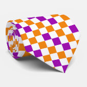 Oranje Wit Paarse Geruite Patroon Ontwerp Stropdas (Opgerold)
