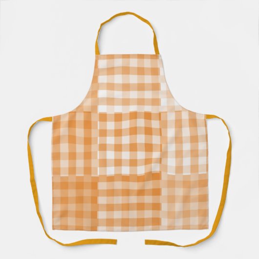 Oranje Wit Patchwork Patroon Schort (Voorkant)