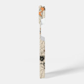 Oranje wit patroon van grafische bloemen iPhone hoesje (Linkerkant)