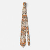 Oranje wit patroon van grafische bloemen stropdas (Voorkant)