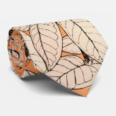 Oranje wit patroon van grafische bloemen stropdas (Opgerold)