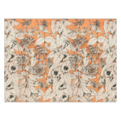 Oranje wit patroon van grafische bloemen tafelkleed (Voorkant (Horizontaal))