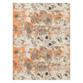 Oranje wit patroon van grafische bloemen tafelkleed (Voorkant)