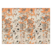 Oranje wit patroon van grafische bloemen tafelkleed (Voorkant (Horizontaal))