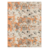 Oranje wit patroon van grafische bloemen tafelkleed (Voorkant)