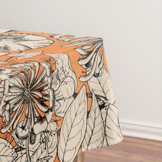 Oranje wit patroon van grafische bloemen tafelkleed (Voorbeeld)