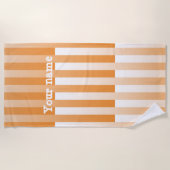 Oranje wit personaliseer gestreept patroon strandlaken (Voorkant)
