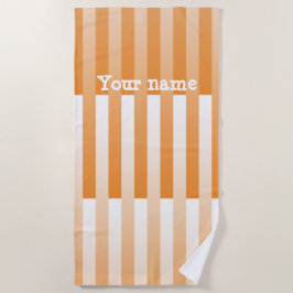 Oranje wit personaliseer gestreept patroon strandlaken