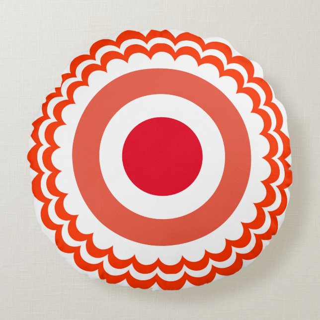 Oranje wit rond kussen (Voorkant)