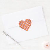 Oranje Wit Roze Damast Patroon Hart Sticker (Envelop)