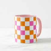 Oranje Wit Roze Geruit Patroonontwerp  Mok (Voorkant rechts)
