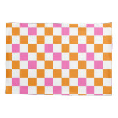 Oranje Wit Roze Geruite Patroon Ontwerp Kussensloop (Achterkant)