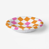 Oranje Wit Roze Geruite Patroon Ontwerp  Papieren Kommen (Gebogen)