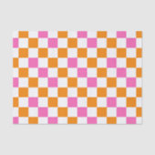 Oranje Wit Roze Geruite Patroon Ontwerp Tissuepapier (Voorkant)