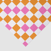 Oranje Wit Roze Geruite Patroon Ontwerp Tissuepapier (Detail)
