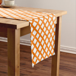 Oranje Wit Schacherdiamantpatroon Korte Tafelloper