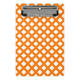 Oranje Wit Schacherdiamantpatroon Mini Klembord
