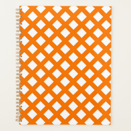 Oranje Wit Schacherdiamantpatroon Planner