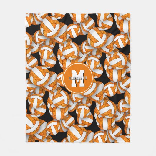 oranje wit schoolteam kleuren girly volleyball fleece deken (Voorkant)