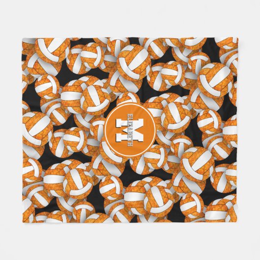 oranje wit schoolteam kleuren girly volleyball fleece deken (Voorkant (Horizontaal))