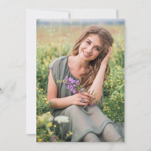 Oranje wit script twee fotografie van het college aankondiging (Achterkant)