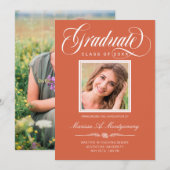 Oranje wit script twee fotografie van het college aankondiging (Voorkant / Achterkant)