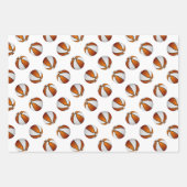 Oranje wit sportteam kleuren basketbal cadeaus inpakpapier vel (Voorkant 3)