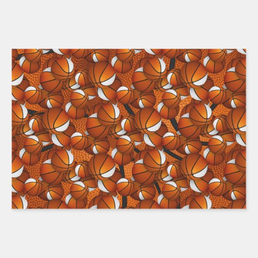 Oranje wit sportteam kleuren basketbal cadeaus inpakpapier vel (Voorkant)