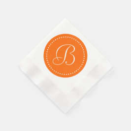 Oranje/Wit Stip Monogram Servet