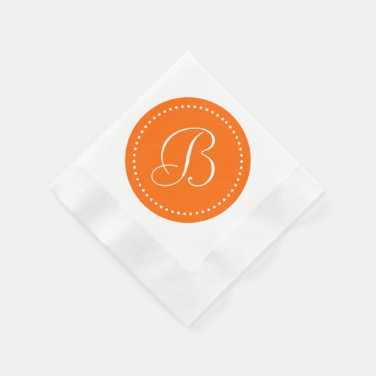 Oranje/Wit Stip Monogram Servet (Hoek)