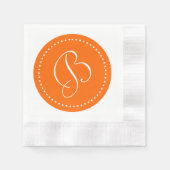 Oranje/Wit Stip Monogram Servet (Voorkant)