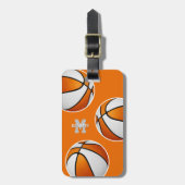 oranje wit team kleuren aangepaste basketbal bagagelabel (Voorkant verticaal)