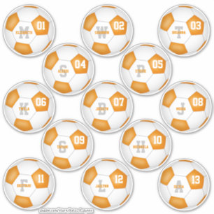 oranje wit team kleuren individuele voetbalspelers sticker