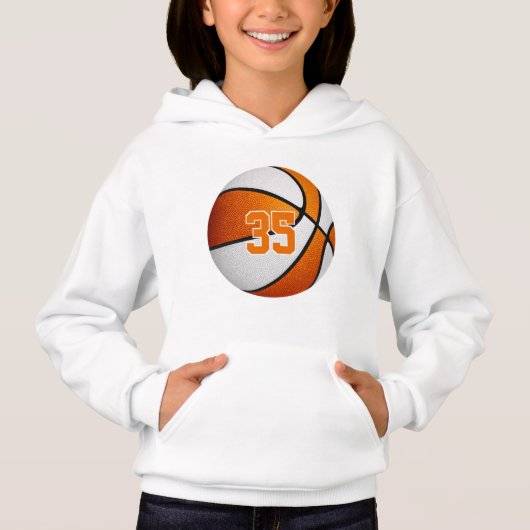oranje wit team kleuren jersey number basketbal (Voorkant)