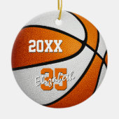 oranje wit team kleuren jongens basketbal keramisch ornament (Voorkant)