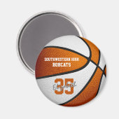 oranje wit team kleuren jongens basketbal magneet (Voorkant / Achterkant)