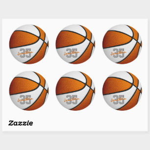 oranje wit team kleuren jongens basketbal ronde sticker
