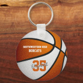 oranje wit team kleuren jongens basketbal sleutelhanger (Voorkant)