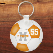 oranje wit team kleuren jongens sportvoetbal sleutelhanger (Achterkant)
