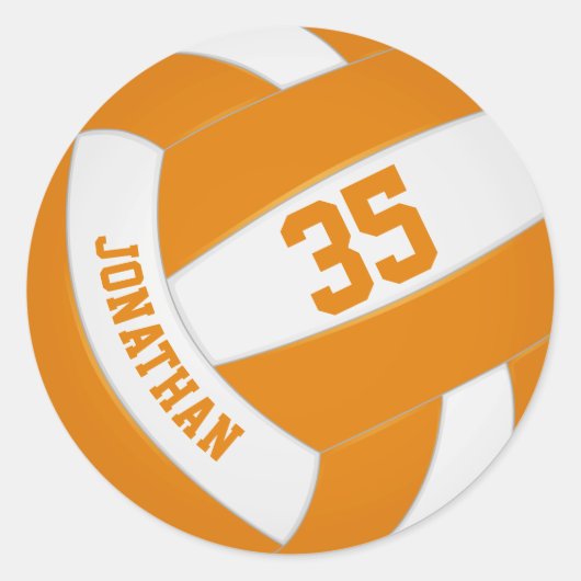 oranje wit team kleuren jongens volleybal ronde sticker (Voorkant)