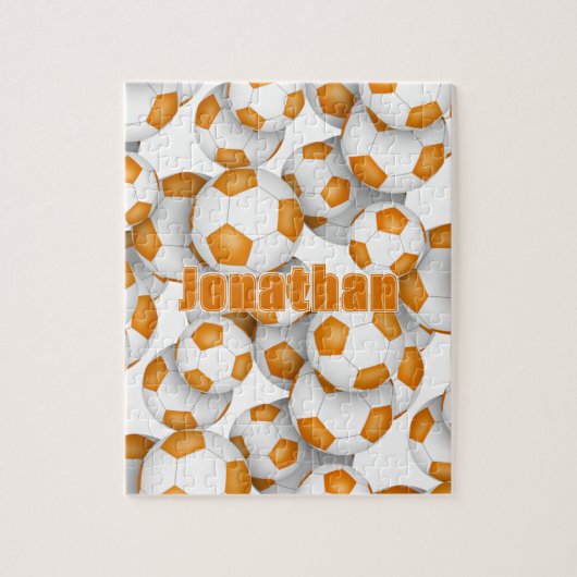 oranje wit team kleuren kinder voetbal legpuzzel (Verticaal)