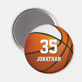 oranje wit team kleuren realistische basketbal magneet (Voorkant / Achterkant)