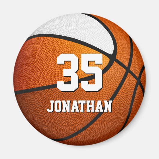 oranje wit team kleuren realistische basketbal magneet (Voorkant)