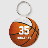 oranje wit team kleuren realistische basketbal sleutelhanger (Achterkant)