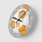 oranje wit team kleuren variantie streept voetbal ronde klok (Hoek)
