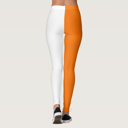 Oranje wit tweekleurig splitsen half ontwerp leggings (Achterkant)