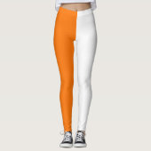 Oranje wit tweekleurig splitsen half ontwerp leggings (Voorkant)
