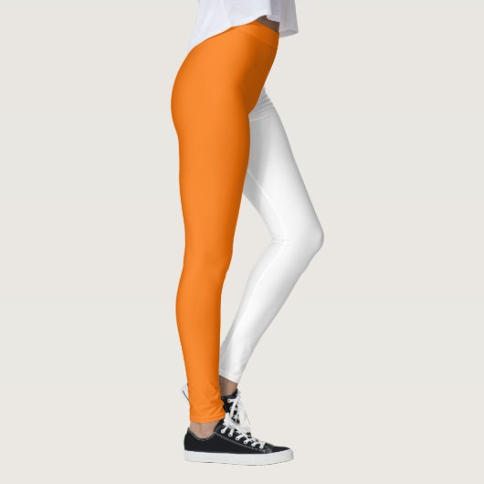 Oranje wit tweekleurig splitsen half ontwerp leggings (Rechts)